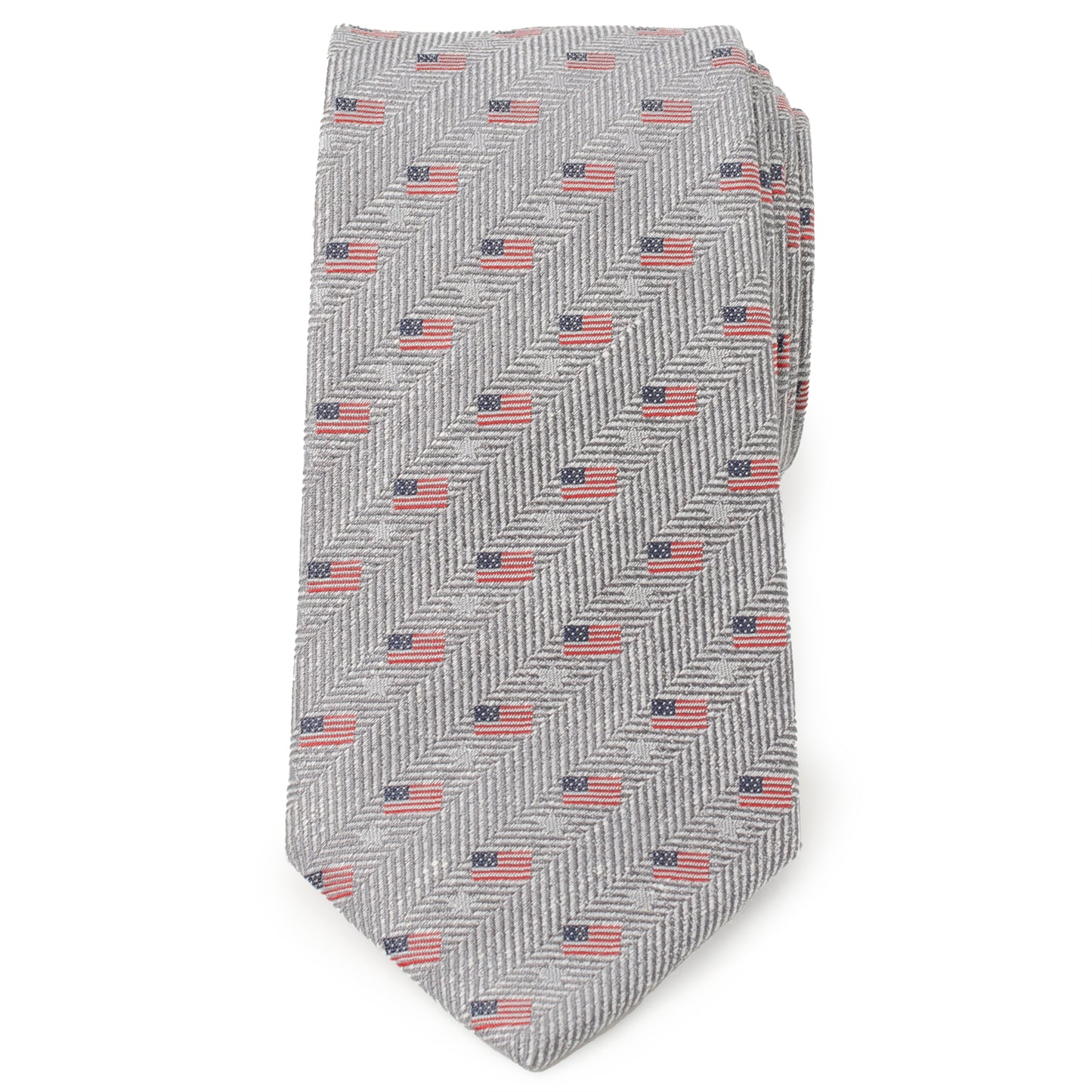 Light Gray American Flag Men's Tie Image 3