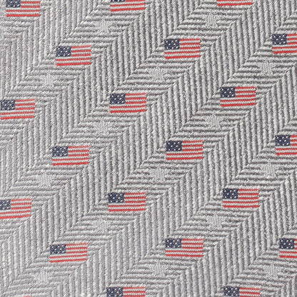 Light Gray American Flag Men's Tie Image 4