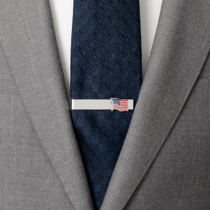 American Waving Flag Cufflinks and Tie Bar Gift Set Image 5