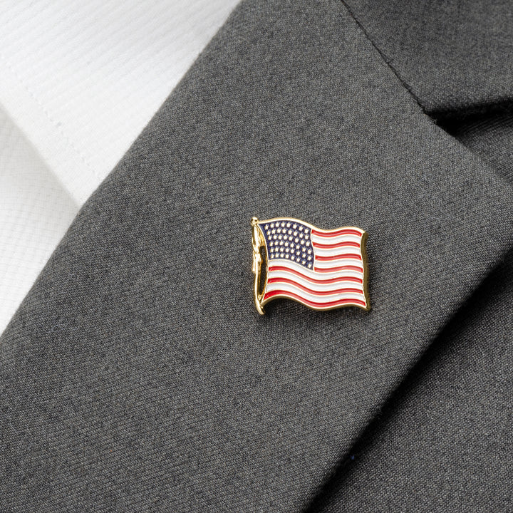 Waving American Flag Lapel Pin Image 4