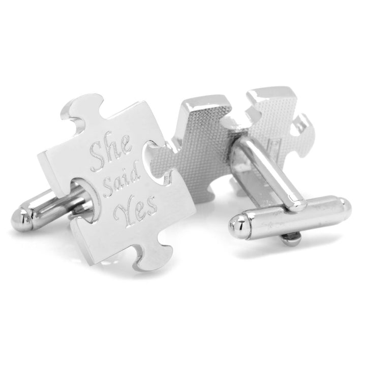 Wedding Puzzle Pieces Cufflinks Pair Image 2