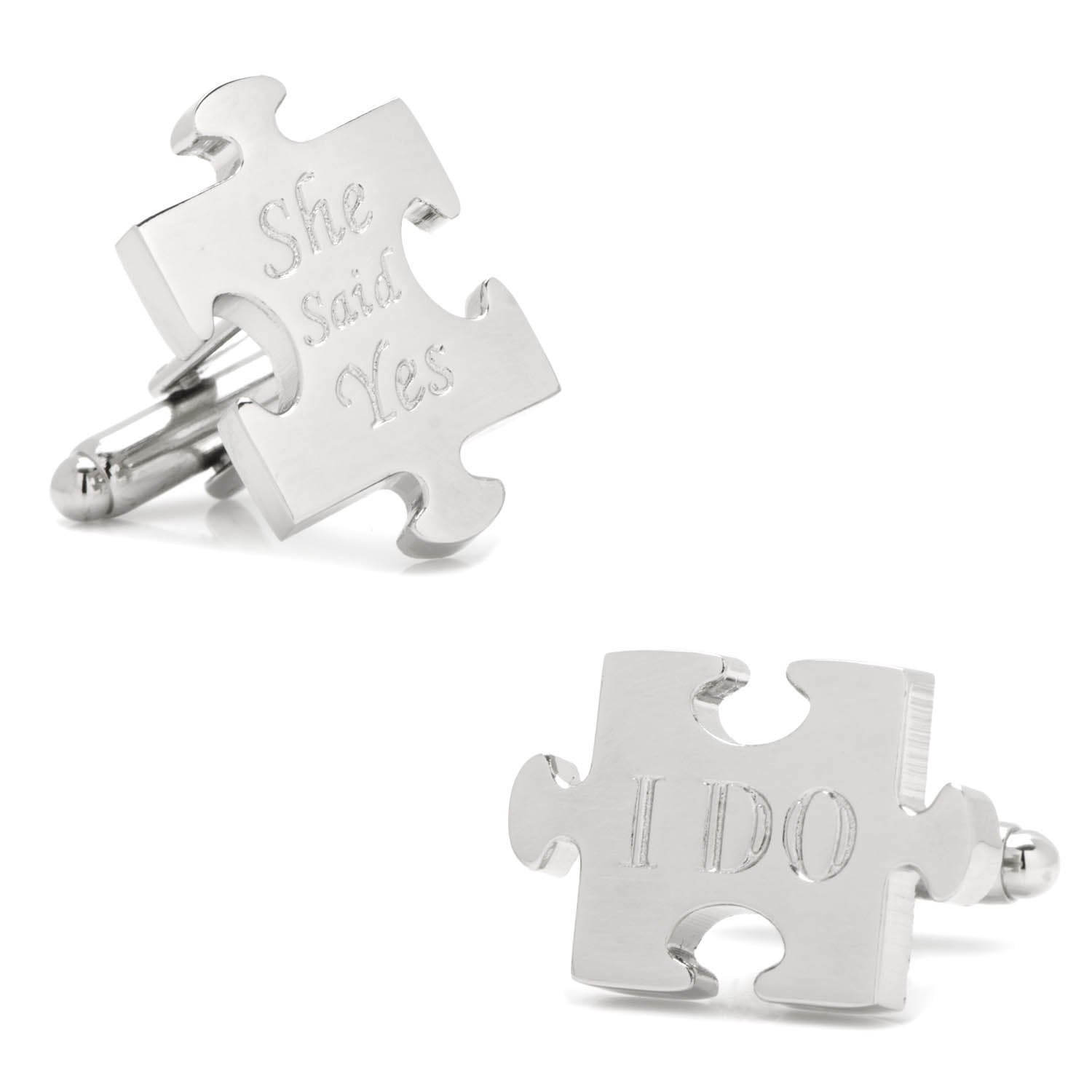 Wedding Puzzle Pieces Cufflinks Pair Image 1