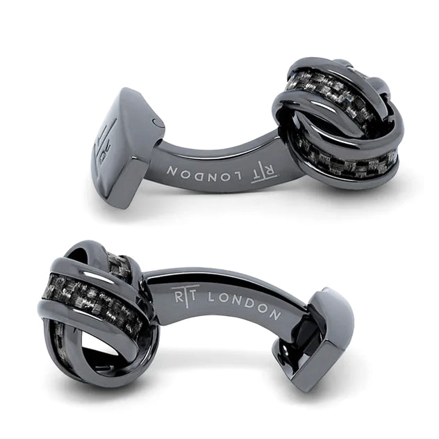 Knot Cufflinks with Black Carbon Fibre Image 2