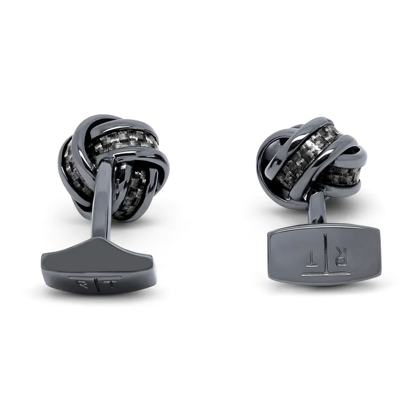 Knot Cufflinks with Black Carbon Fibre Image 3