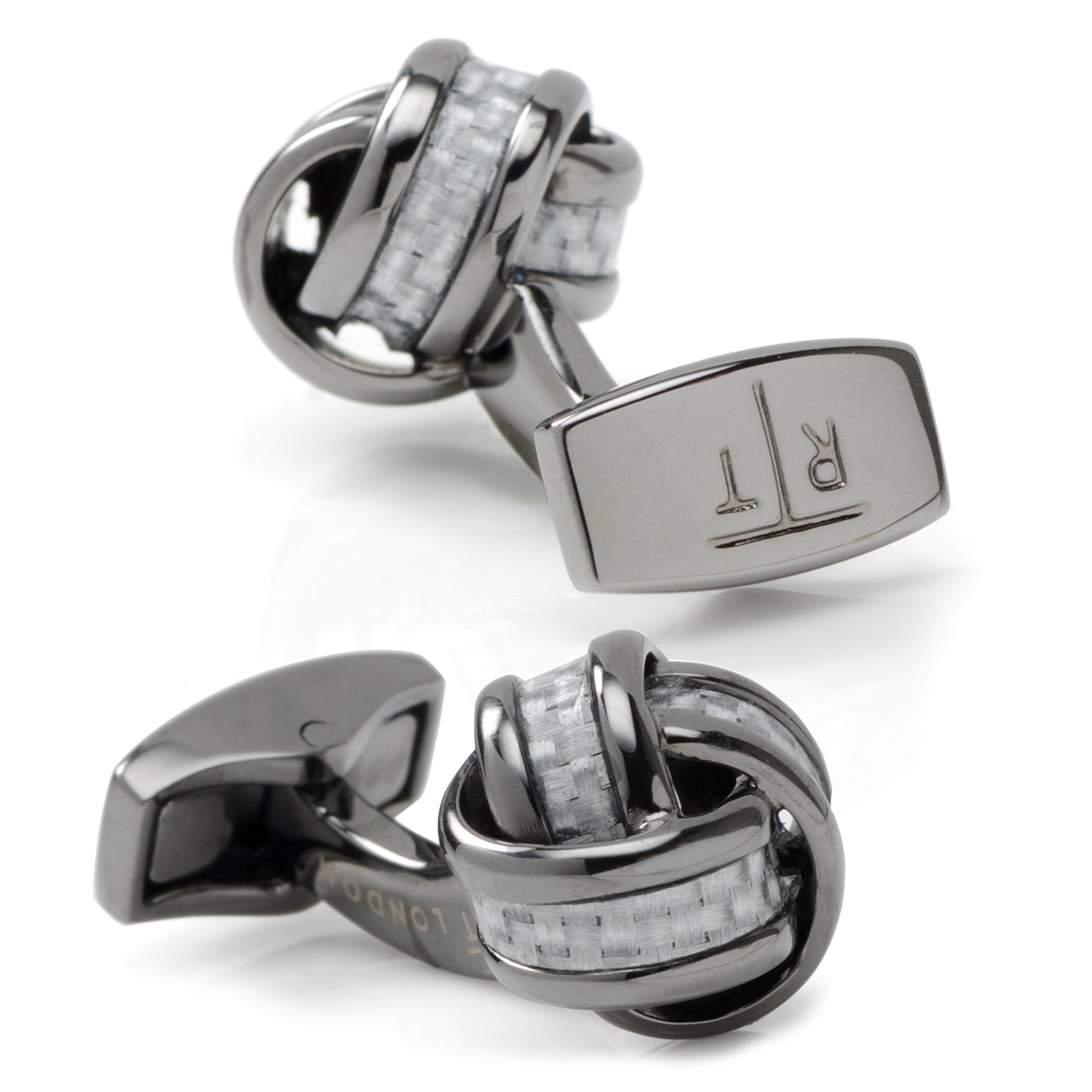 Gray Carbon Fiber Knot Cufflinks Image 2