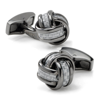 Gray Carbon Fiber Knot Cufflinks Image 1