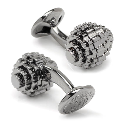 Moving Gunmetal Gear Cufflinks Image 2