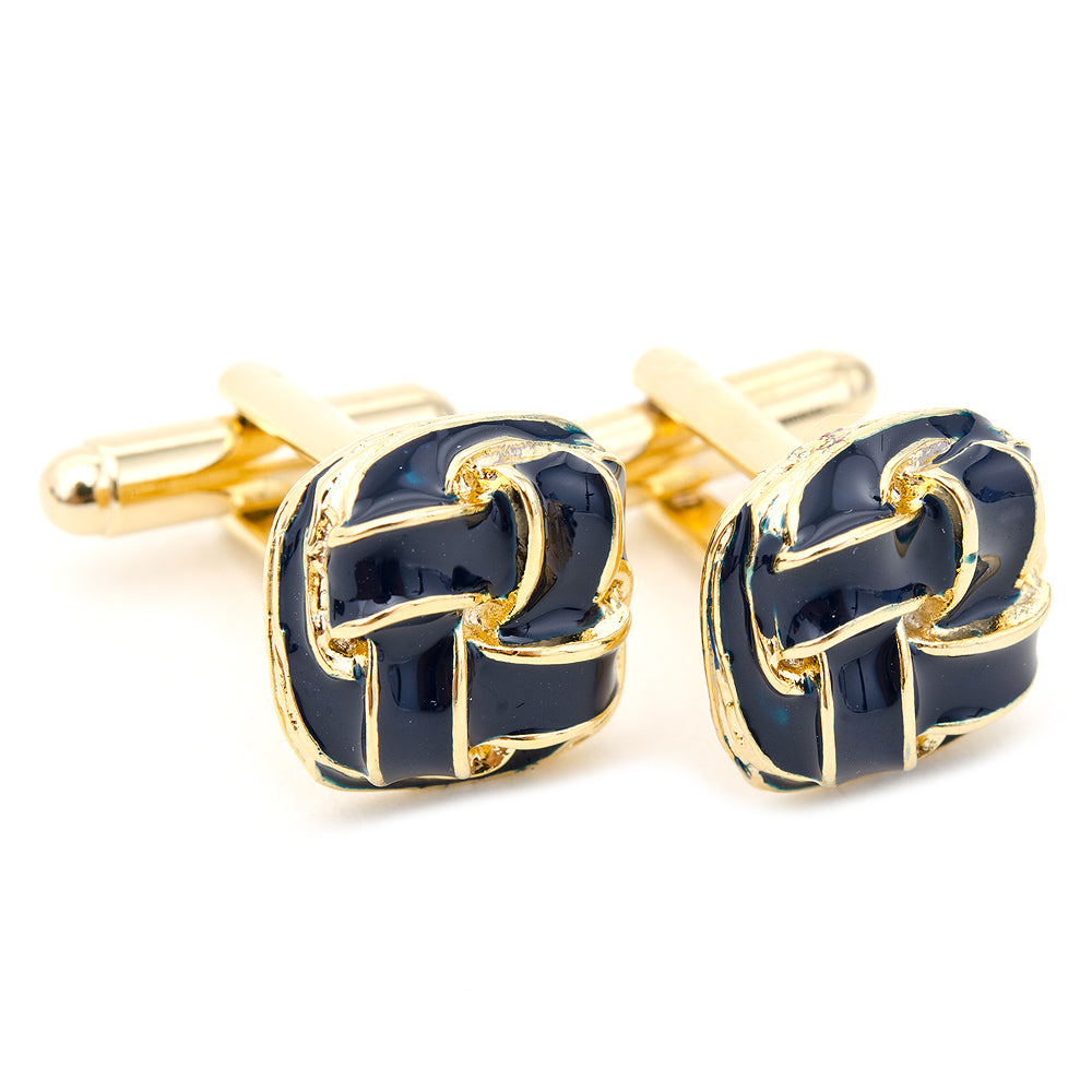 Blue Enamel Woven Knot Cufflinks Image 2