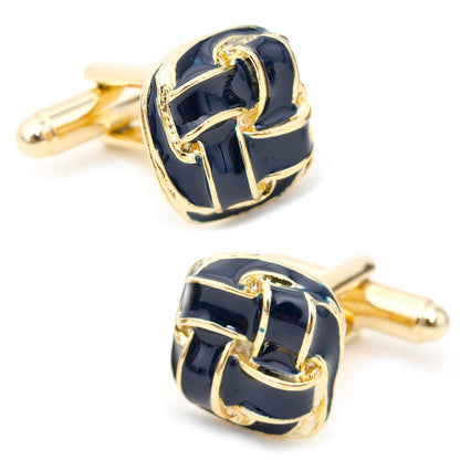 Blue Enamel Woven Knot Cufflinks Image 1