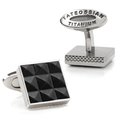 Pyramids Leather and Titanium Cufflinks Image 2