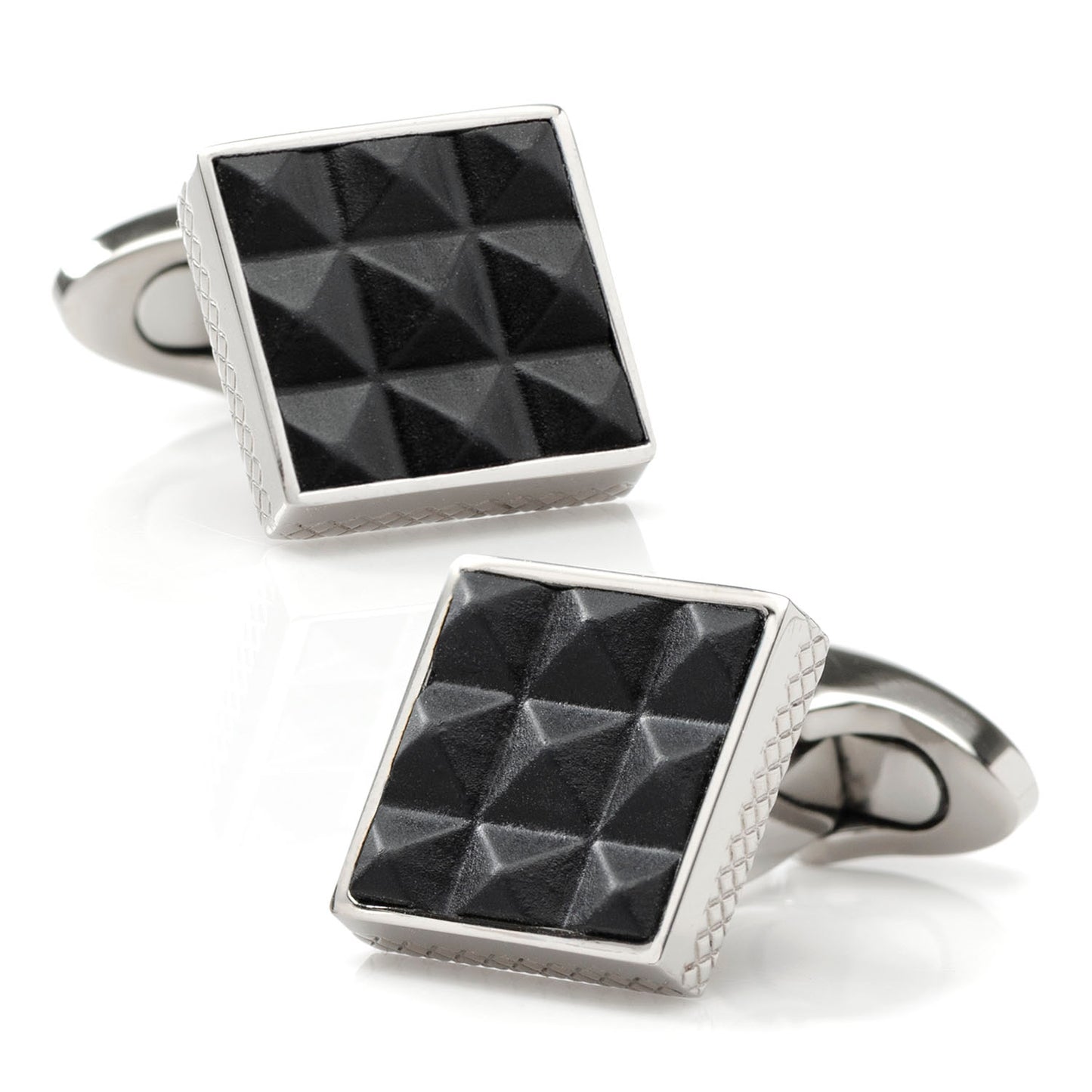 Pyramids Leather and Titanium Cufflinks Image 1