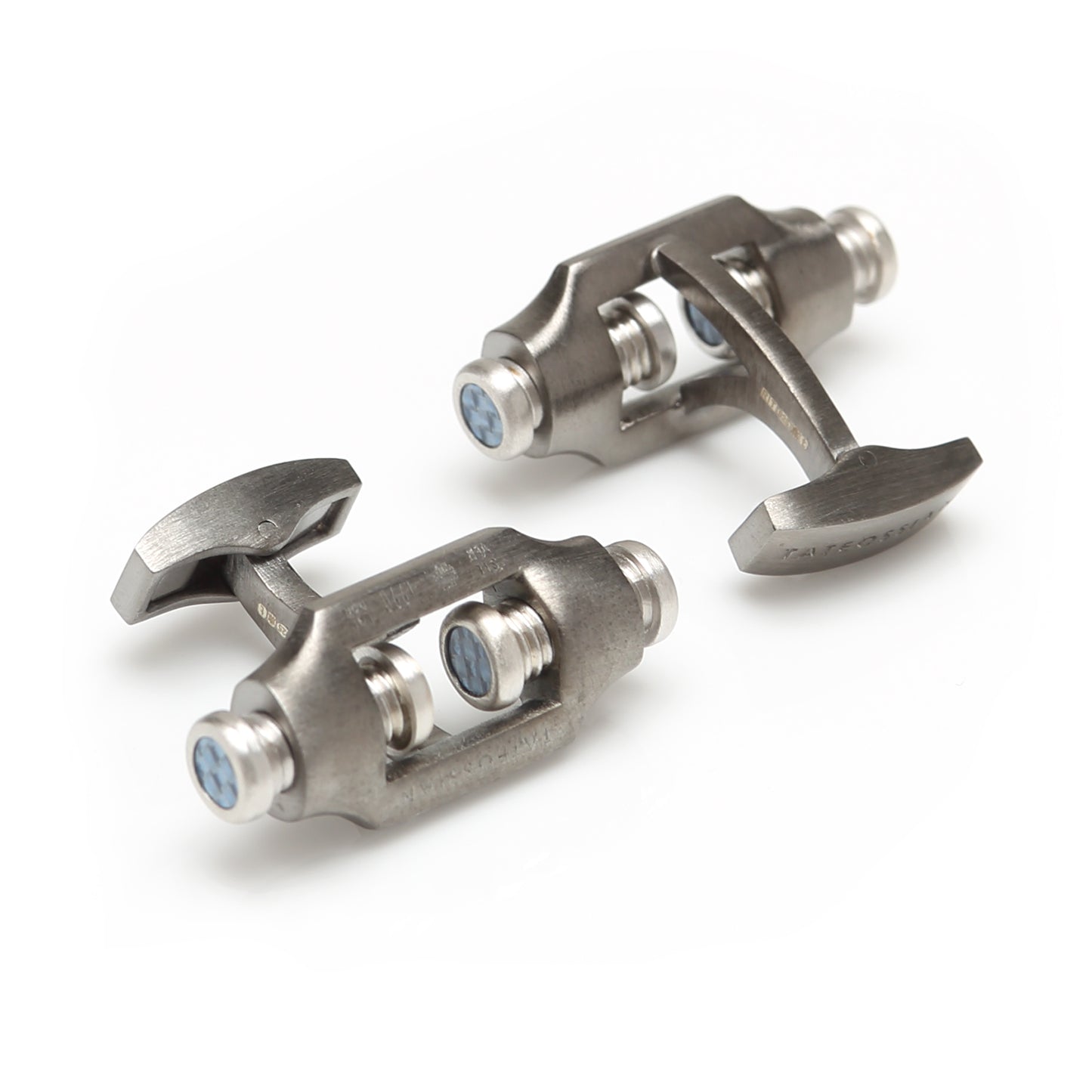 Double Bolt Silver Cufflinks in Black Rhodium Image 2