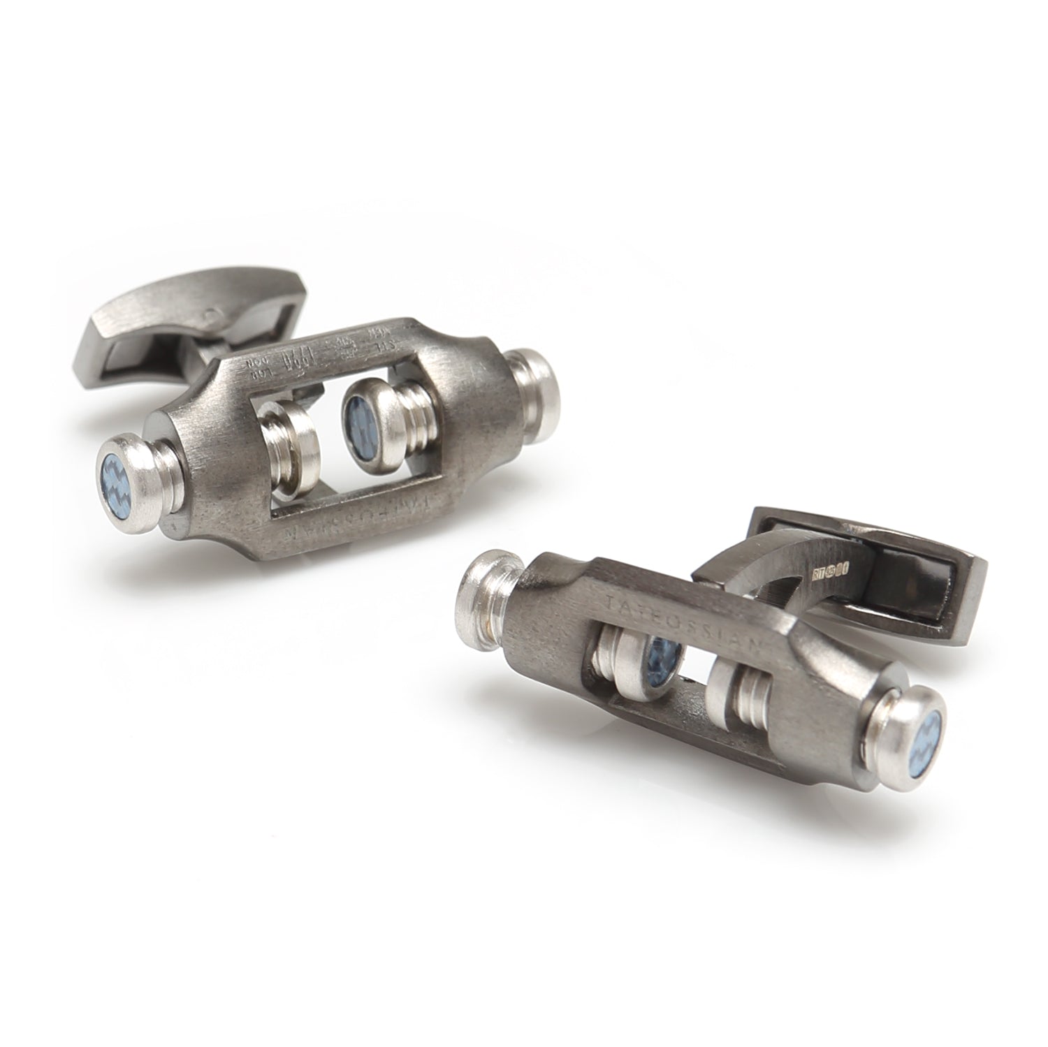 Double Bolt Silver Cufflinks in Black Rhodium Image 1