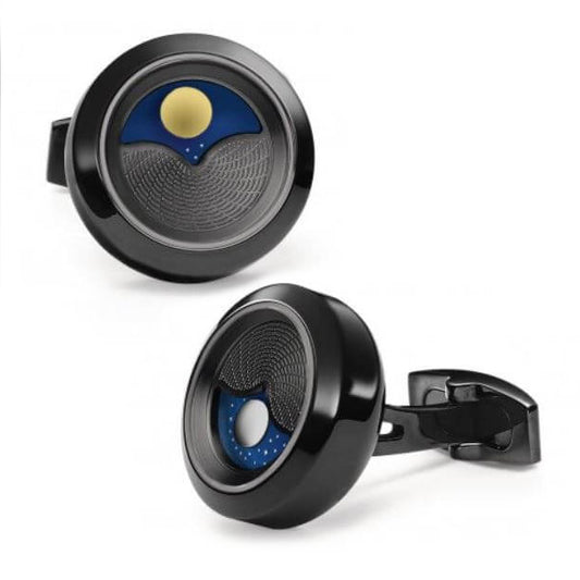 Black PVD "Planet" Cufflinks Image 1