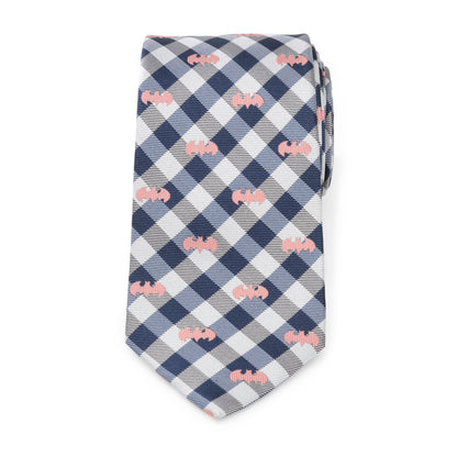 Batman Plaid Navy Men's Tie Image 3