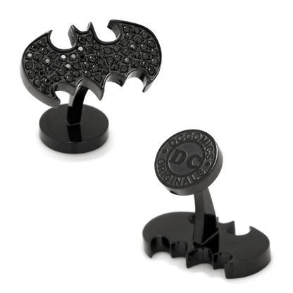 Stainless Steel Black Pave Crystal Batman Cufflinks Image 1