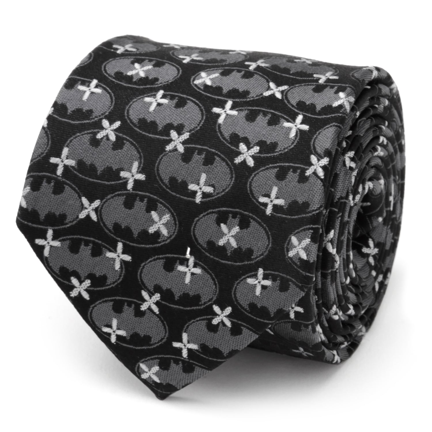 Batman Cross Black Silk Men's Tie Image 1