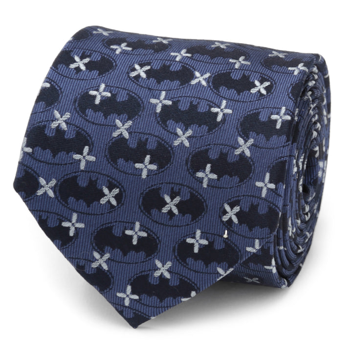 Batman Cross Blue Silk Men's Tie Image 1