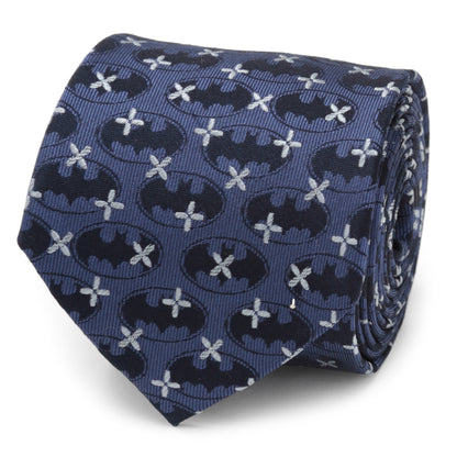 Batman Cross Blue Silk Men's Tie Image 1