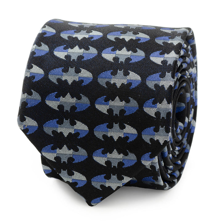 Batman Blue Blocked Black Men's Tie Image 1