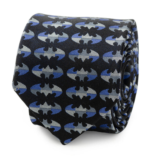 Batman Blue Blocked Black Men's Tie Image 1