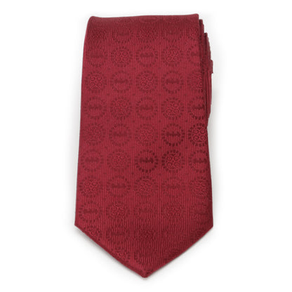 Batman Medallion Symbol Burgundy Silk Men's Tie Image 3