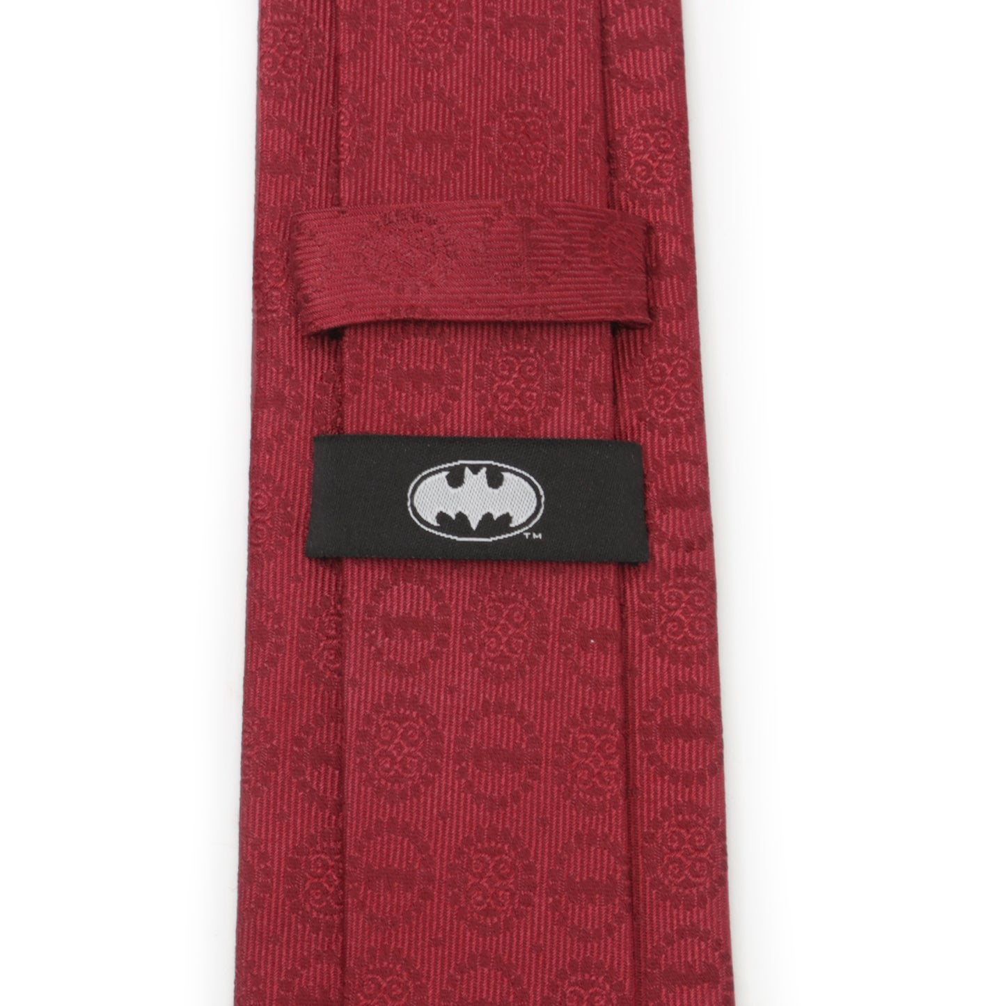 Batman Medallion Symbol Burgundy Silk Men's Tie Image 5