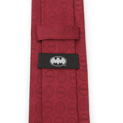 Batman Medallion Symbol Burgundy Silk Men's Tie Image 5