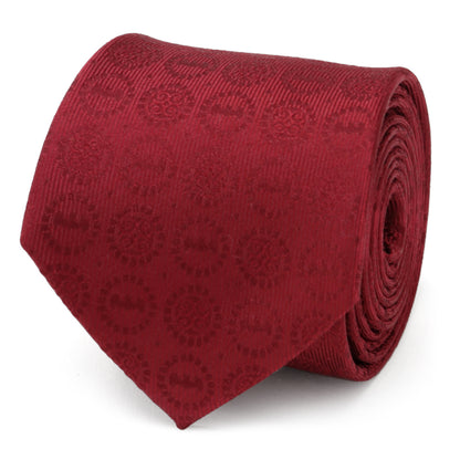 Batman Medallion Symbol Burgundy Silk Men's Tie Image 1