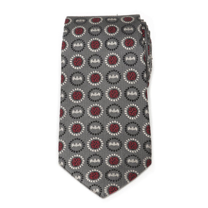 Batman Medallion Symbol Charcoal Silk Men's Tie Image 3