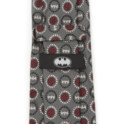 Batman Medallion Symbol Charcoal Silk Men's Tie Image 4