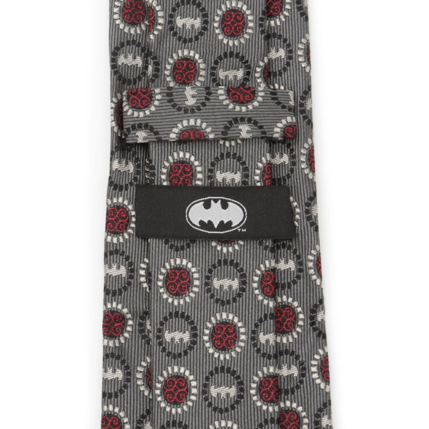 Batman Medallion Symbol Charcoal Silk Men's Tie Image 4