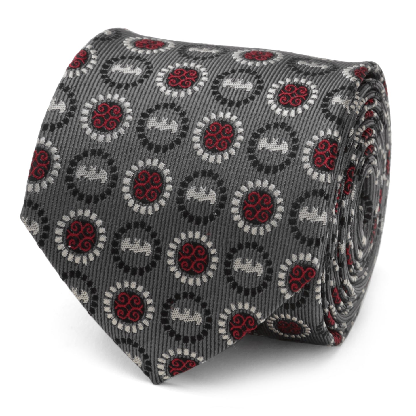 Batman Medallion Symbol Charcoal Silk Men's Tie Image 1