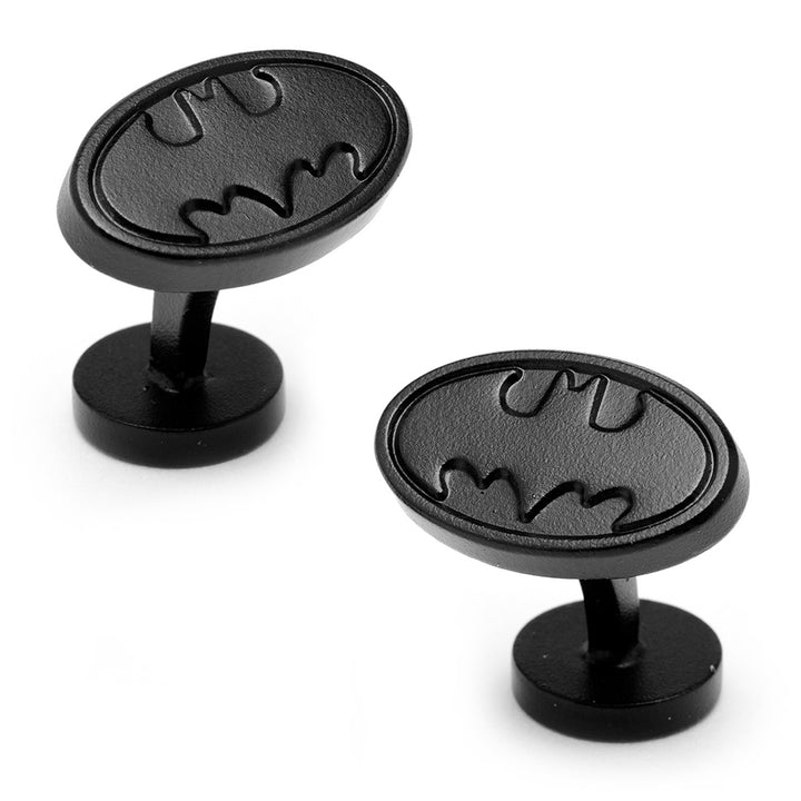 Satin Black Oval Batman Logo Cufflinks Image 2