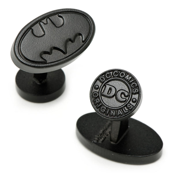 Satin Black Oval Batman Logo Cufflinks Image 1