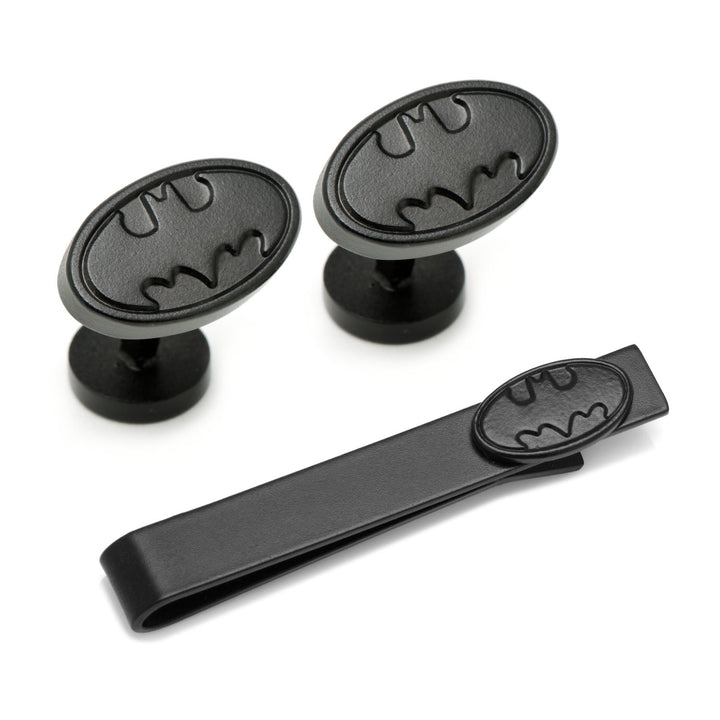 Batman Satin Black Cufflinks and Tie Bar Gift Set Image 1