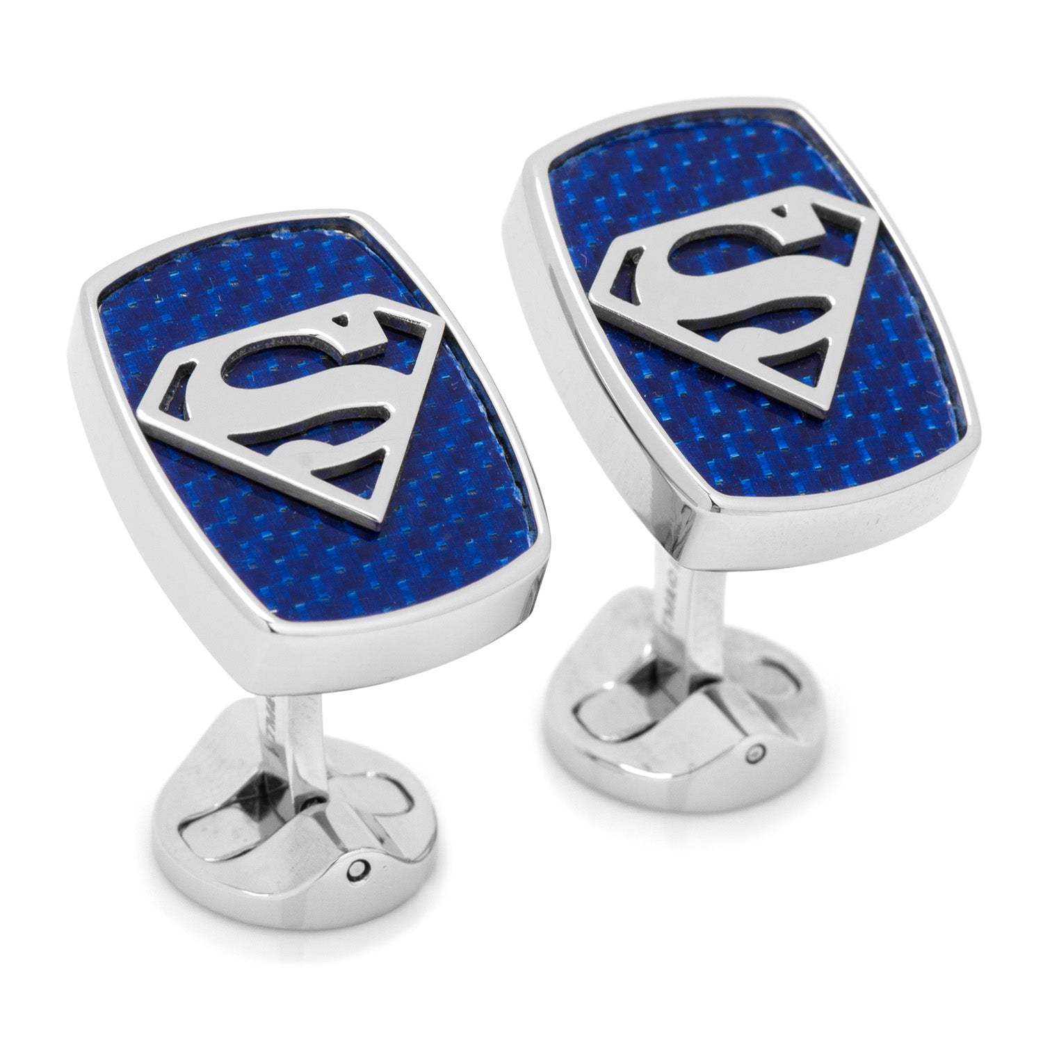 Stainless Steel Carbon Fiber Superman Cufflinks Image 2