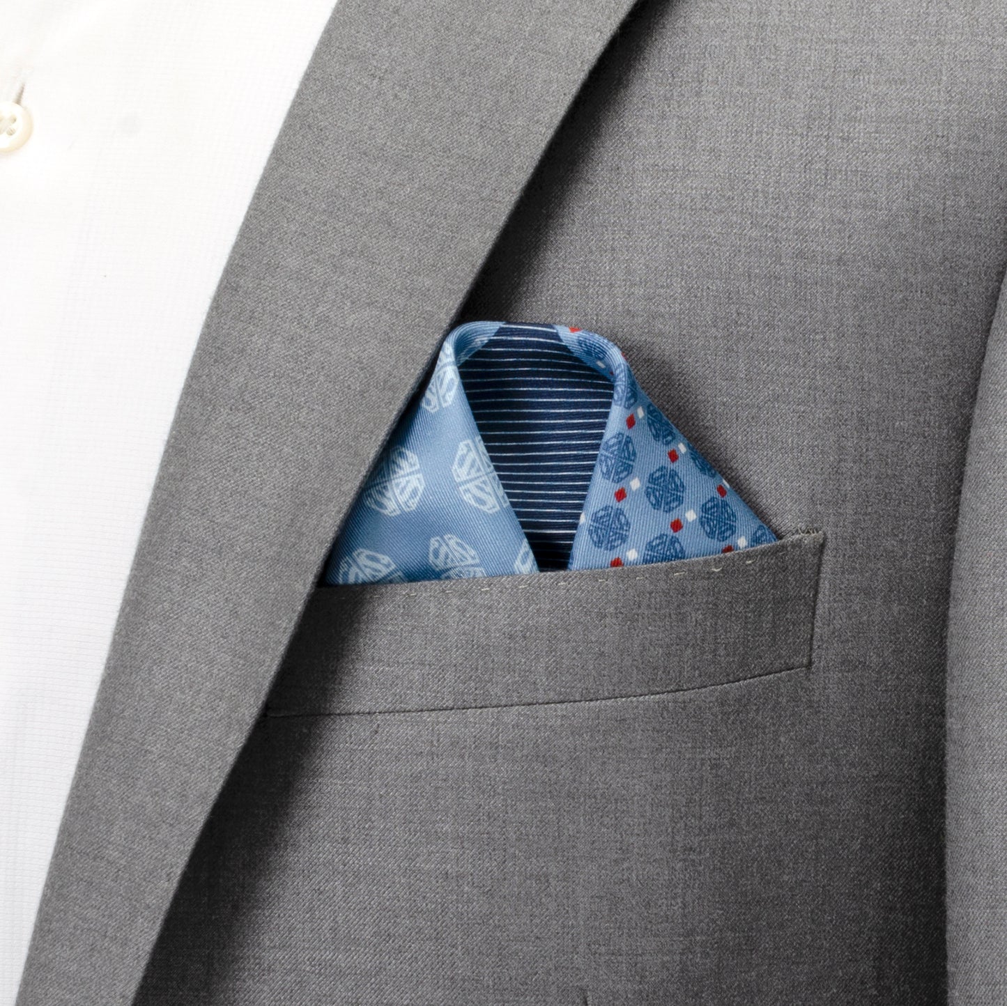 Superman Multi Motif Blue Pocket Square Image 5