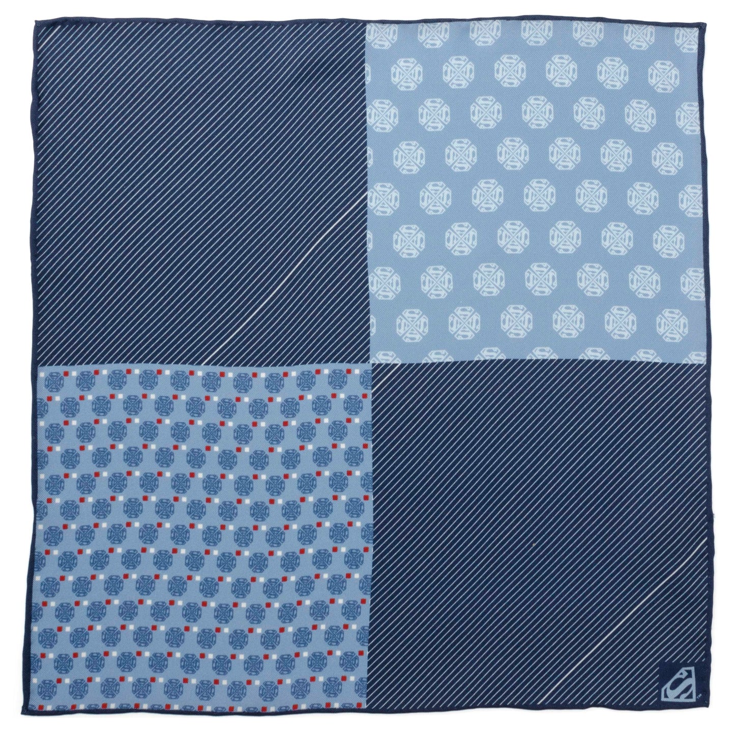 Superman Multi Motif Blue Pocket Square Image 1