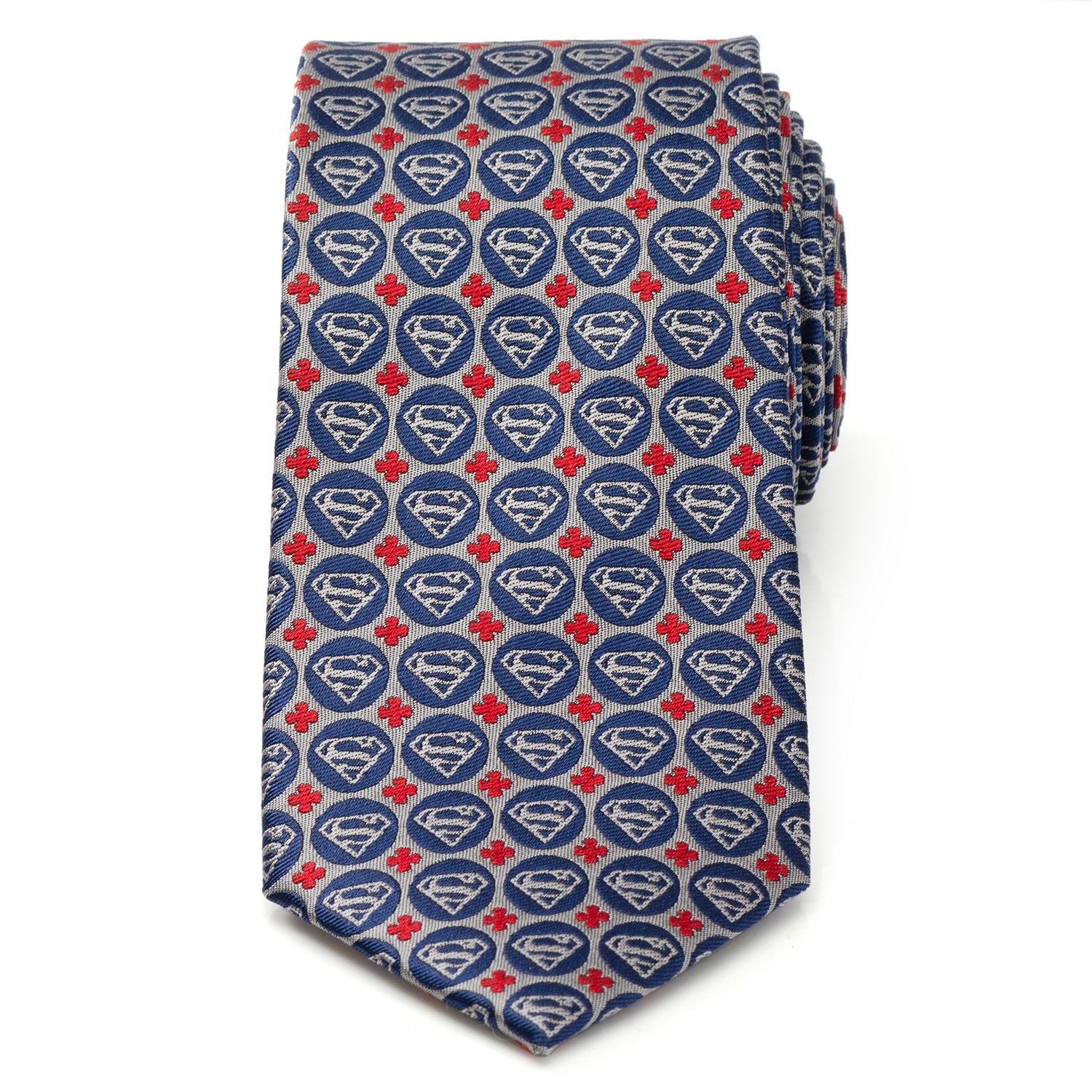 Superman Shield Motif Gray Men's Tie Image 3