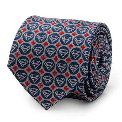 Superman Shield Motif Gray Men's Tie Image 1