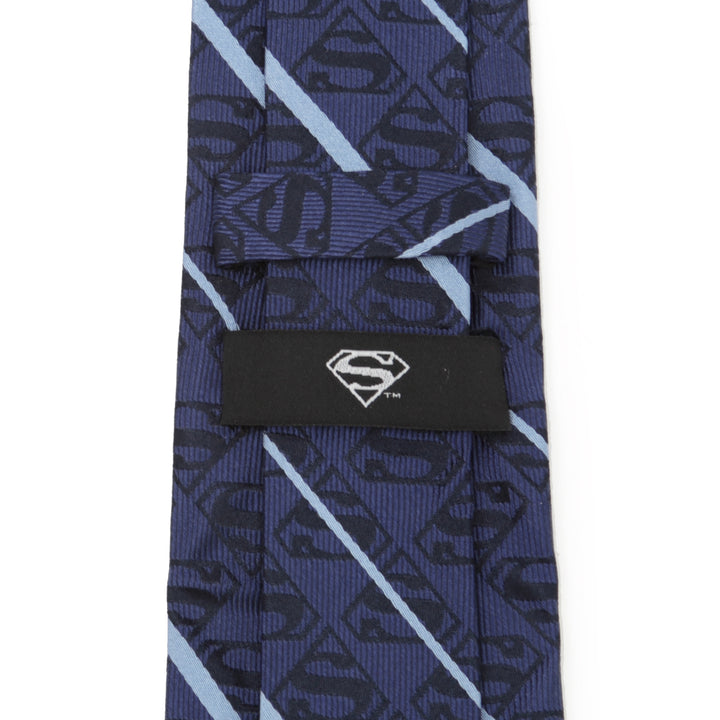 Superman Stripe Pattern Blue Silk Men's Tie Image 4