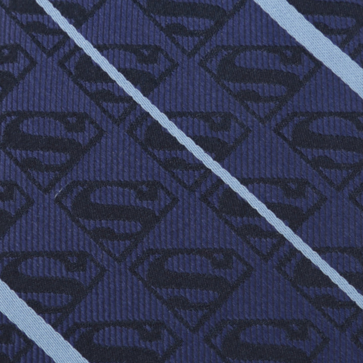 Superman Stripe Pattern Blue Silk Men's Tie Image 5