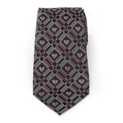 Superman Geometric Gray Silk Men's Tie Image 3