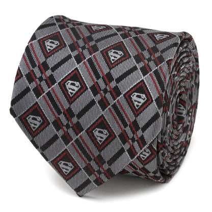 Superman Geometric Gray Silk Men's Tie Image 1