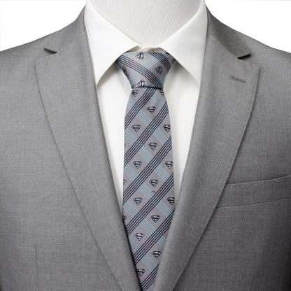 Superman Gray Plaid Tie Image 2