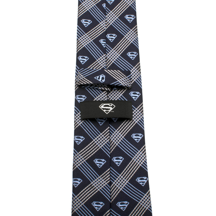Superman Shield Navy Plaid Mens Tie Image 4