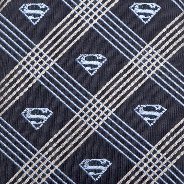 Superman Shield Navy Plaid Mens Tie Image 5