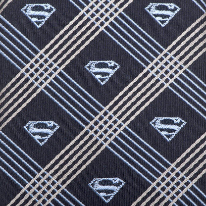 Superman Shield Navy Plaid Mens Tie Image 5