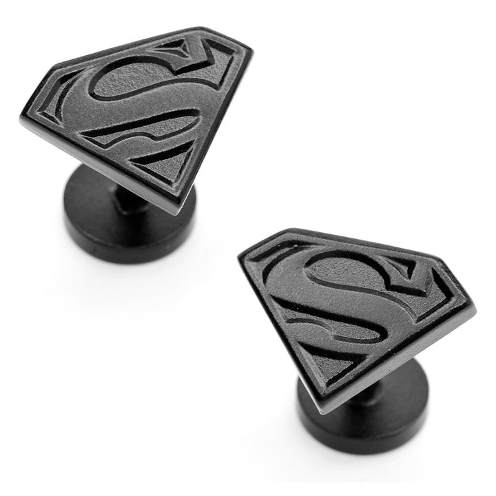 Satin Black Superman Shield Cufflinks Image 2